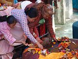 Kathmandu Valley 1 Budhanikantha 5 Pilgrims Making Offerings At Sleeping Vishnu The Hindu pilgrims are allowed to enter Budhanilkantha Narayan (Sleeping Vishnu) after the priests are finished and make offering and touch Vishnu�s feet.